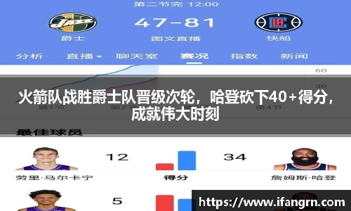 火箭队战胜爵士队晋级次轮，哈登砍下40+得分，成就伟大时刻